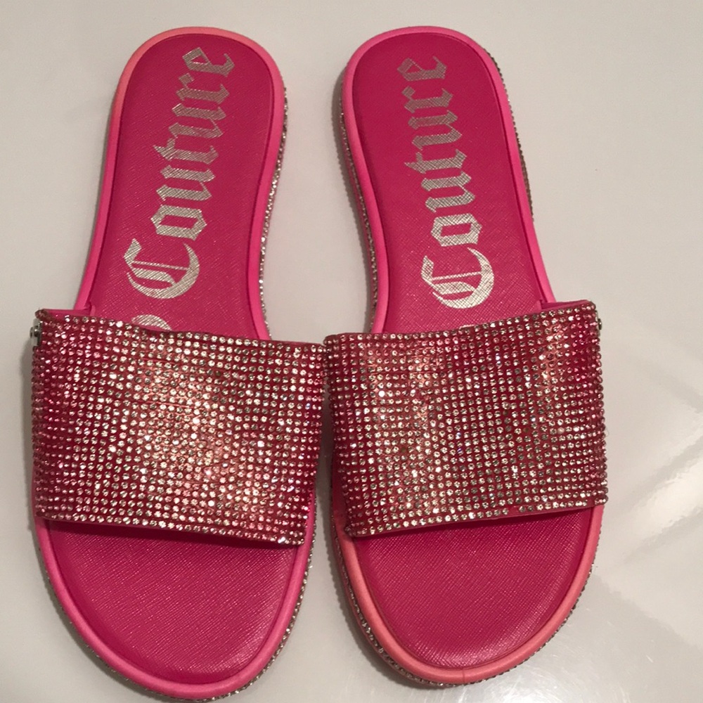 JUICY COUTURE Pink Rhinestone Slide Sandals - Picture 5 of 12